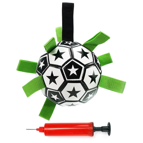 Dog Soccer Ball Toys with Straps, Interactive Dog Toy for Tug of War,