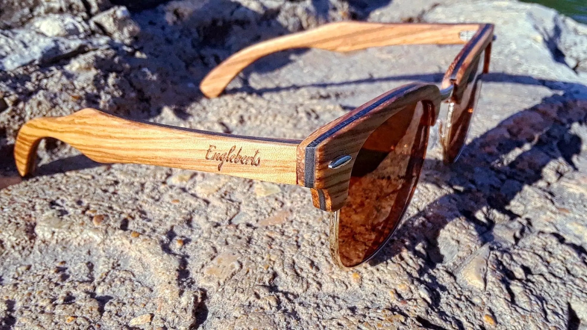 Ebony and ZebraWood Sunglasses, Tea Polarized Lenses Purple Ariadne