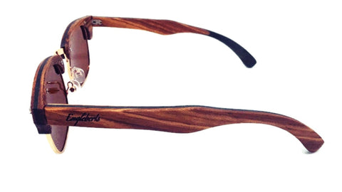 Full Wood, Half Rim Wooden Sunglasses, Tea Polarized Lenses