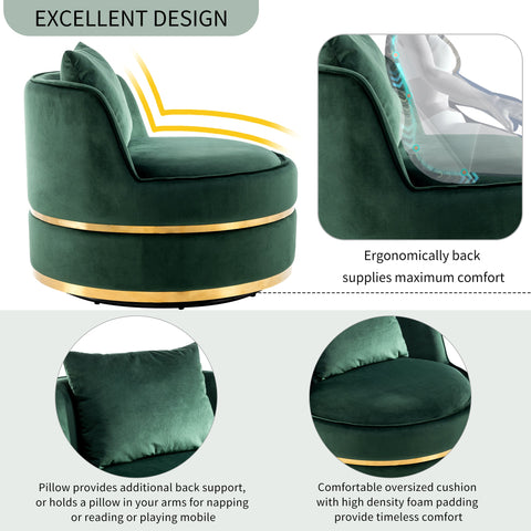 360 Degree Swivel Accent Chair Velvet Modern Upholstered Barrel Chair