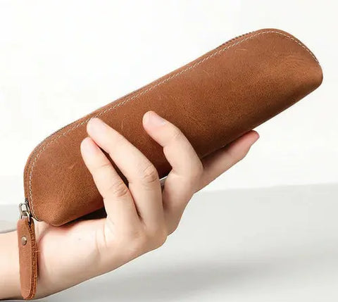 The Paavo Leather Pen Case | Leather Makeup Pouch Jade Gaia