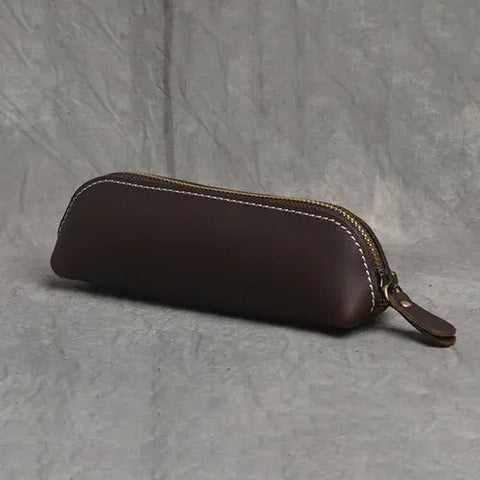 The Paavo Leather Pen Case | Leather Makeup Pouch Jade Gaia