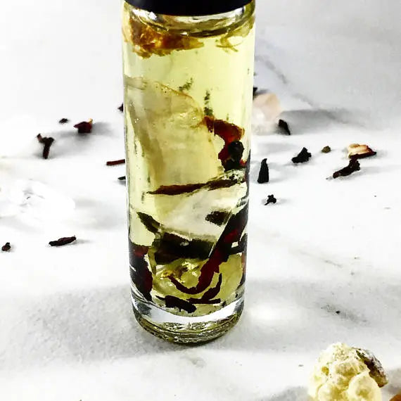 Essential Oil Blend with Crystals Frankincense White Smokey