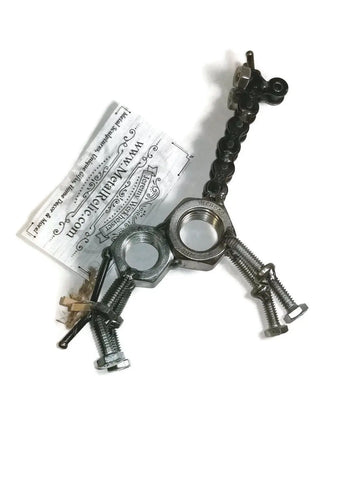 Scrap Metal Giraffe Figurine, Steel Giraffe, Nuts and Bolts Baby Turquoise Poppy