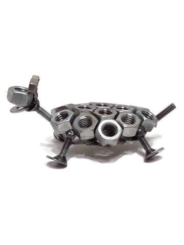Scrap Metal Turtle Figurine, Steel Tortoise, Nuts and Bolts Turtle