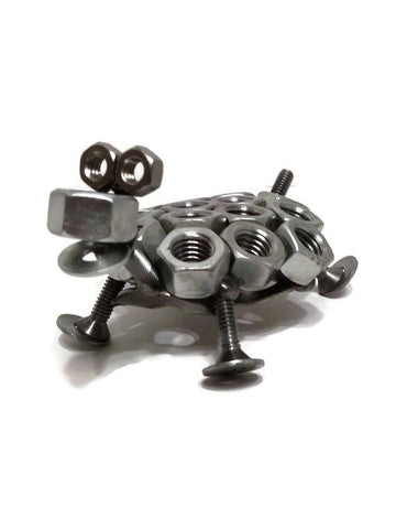 Scrap Metal Turtle Figurine, Steel Tortoise, Nuts and Bolts Turtle