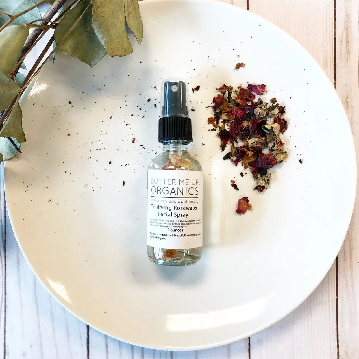 Organic Rosewater Toner / Facial Mist / Makeup Setting Spray / Organic White Smokey