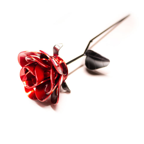 Red and Black Immortal Roses, Recycled Metal Roses, Steel Rose