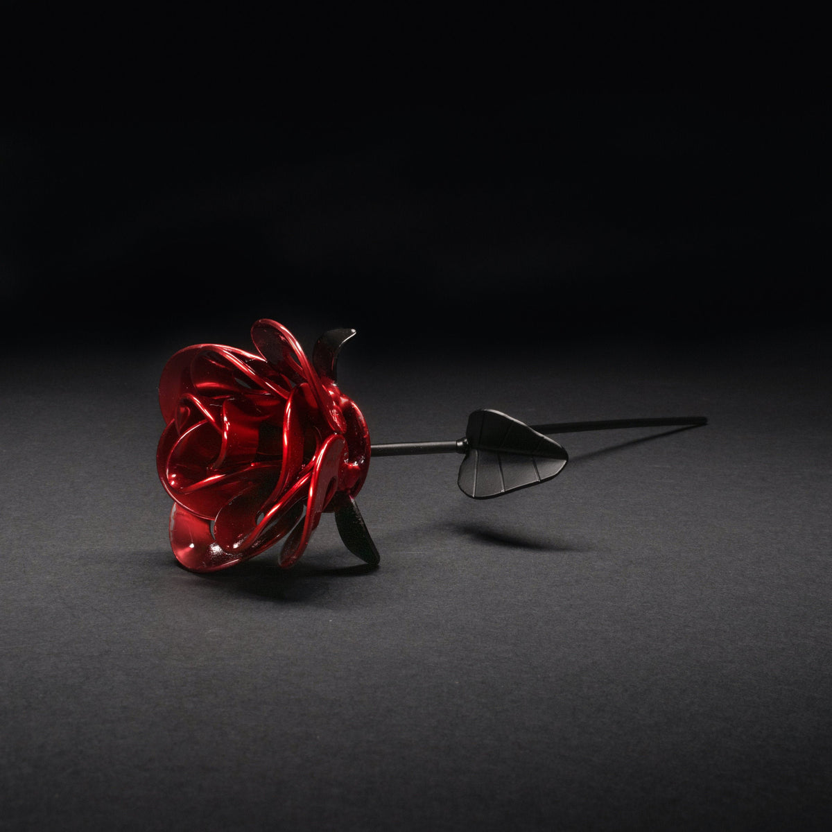 Red and Black Immortal Roses, Recycled Metal Roses, Steel Rose