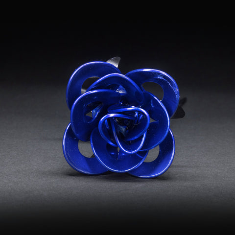 Blue and Black Immortal Rose, Recycled Metal Rose, Steel Rose