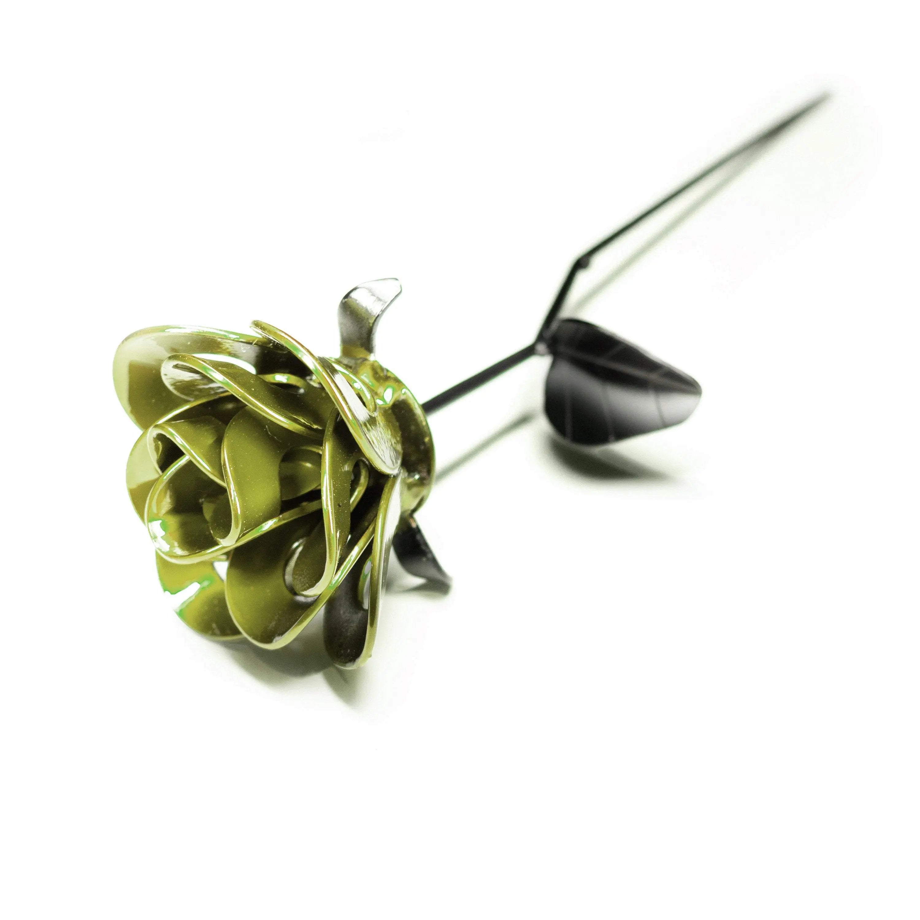 Pear and Black Immortal Rose, Recycled Metal Rose, Steel Rose Turquoise Poppy