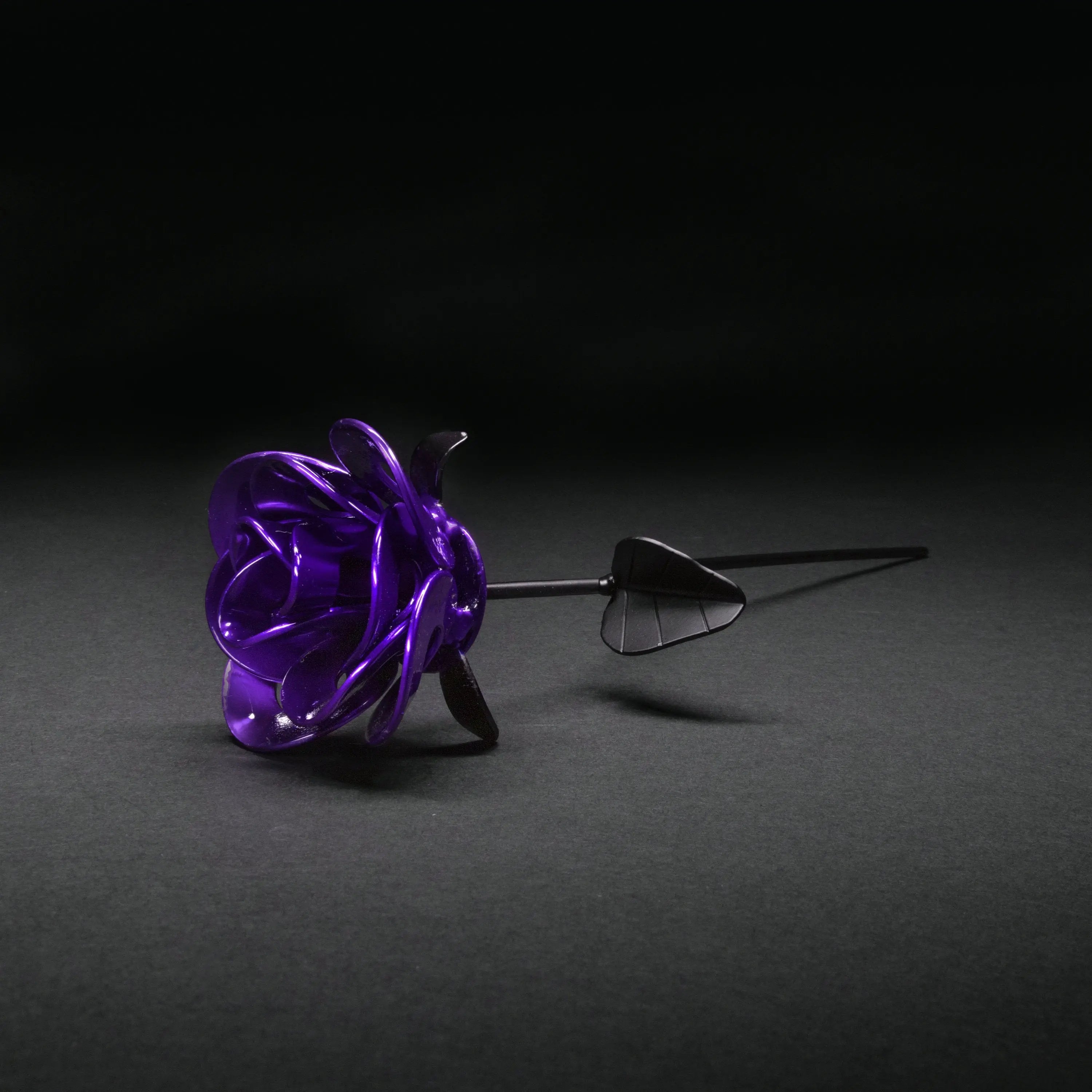 Purple and Black Immortal Rose, Recycled Metal Rose, Steel Rose Turquoise Poppy