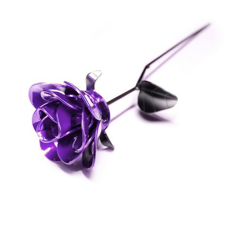 Purple and Black Immortal Rose, Recycled Metal Rose, Steel Rose Turquoise Poppy