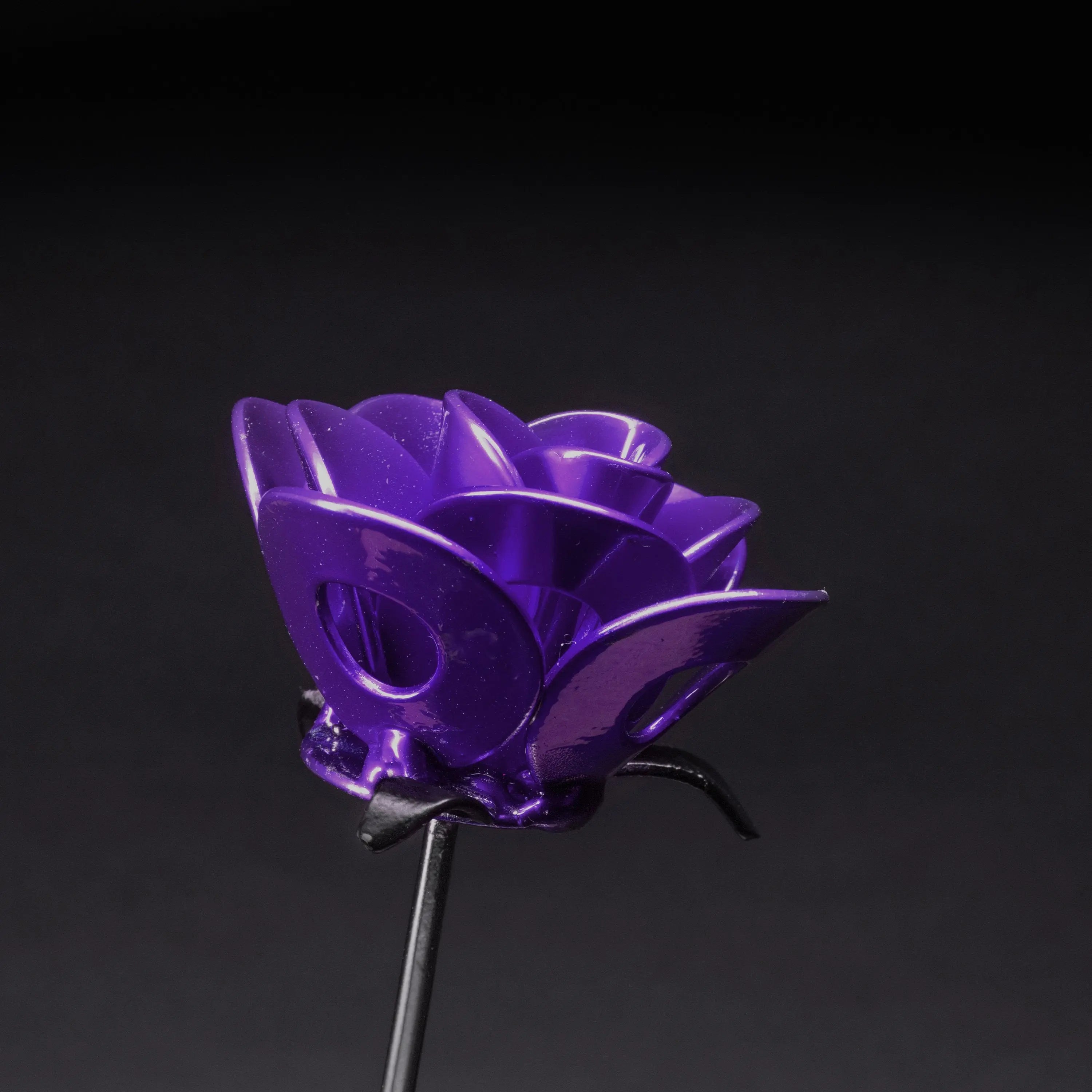 Purple and Black Immortal Rose, Recycled Metal Rose, Steel Rose Turquoise Poppy