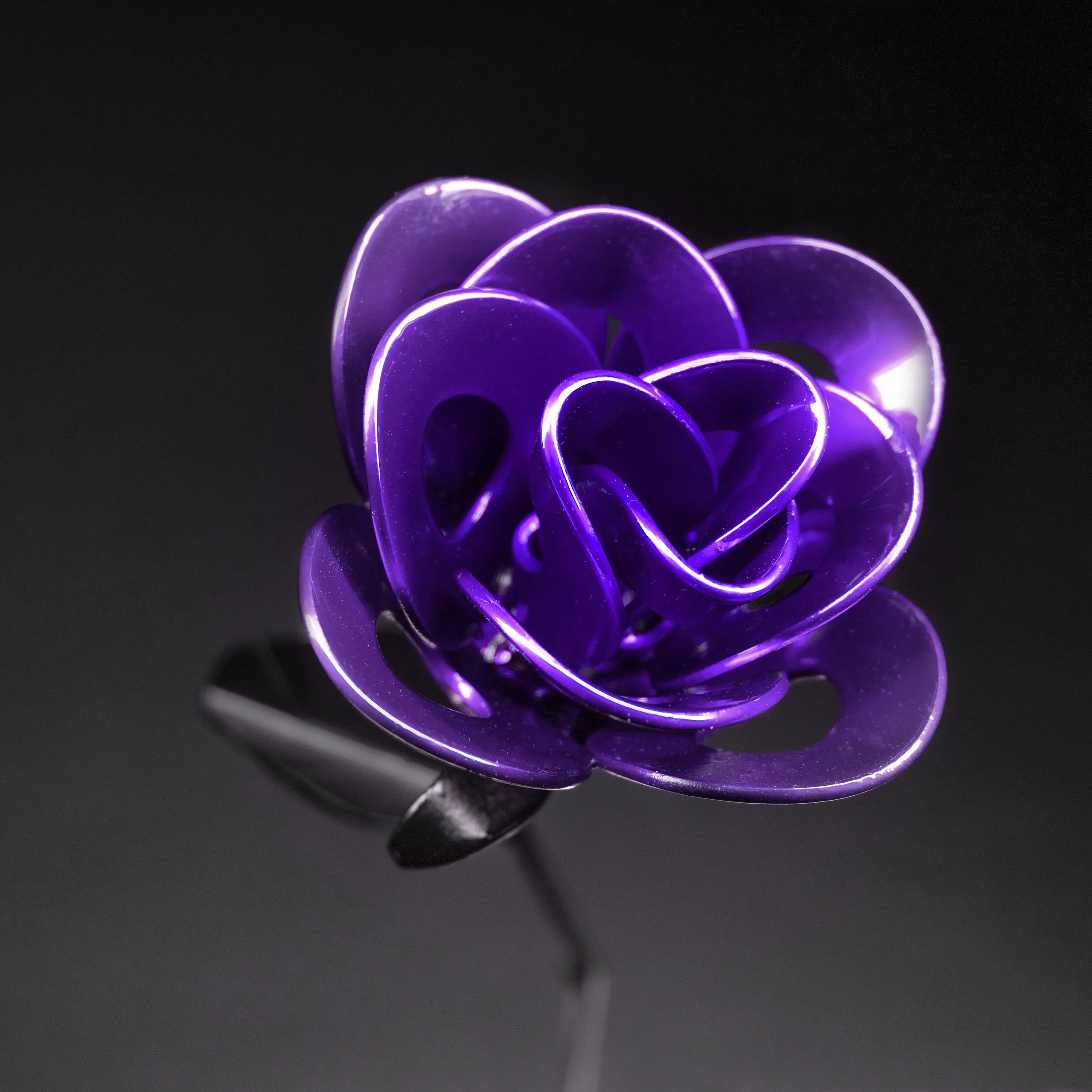 Purple and Black Immortal Rose, Recycled Metal Rose, Steel Rose Turquoise Poppy