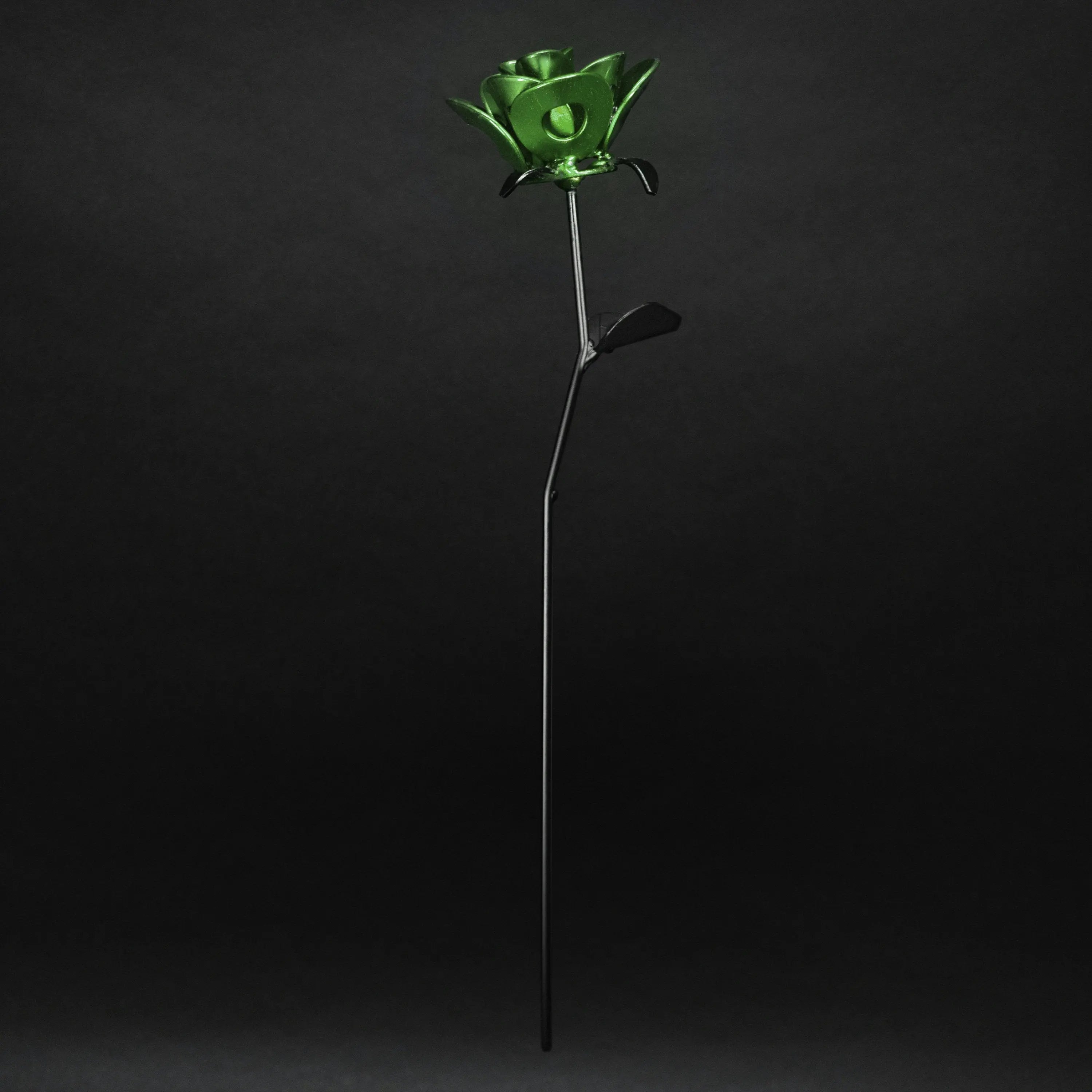 Bright Green and Black Immortal Rose, Recycled Metal Rose, Steel Rose Turquoise Poppy