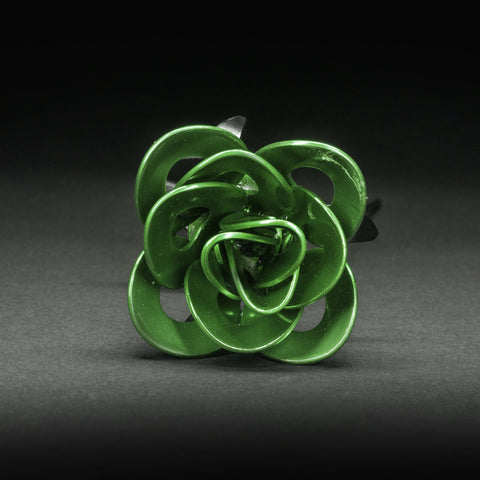 Bright Green and Black Immortal Rose, Recycled Metal Rose, Steel Rose Turquoise Poppy