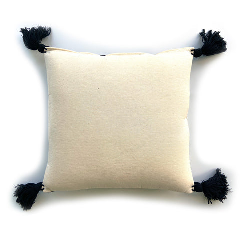 Greca Accent Pillow Cover, Cotton, 4 Tassels.