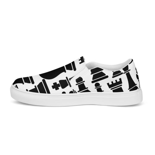 Men’s Slip-on Canvas Shoes Black And White Chess Print