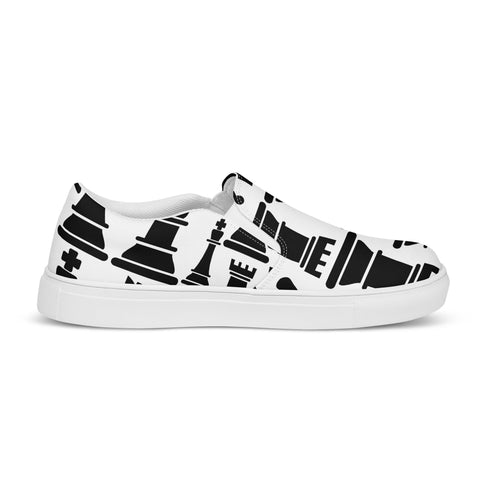 Men’s Slip-on Canvas Shoes Black And White Chess Print