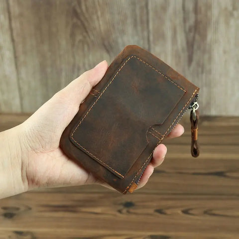 The Cael | Handmade Leather Coin Purse with Zipper