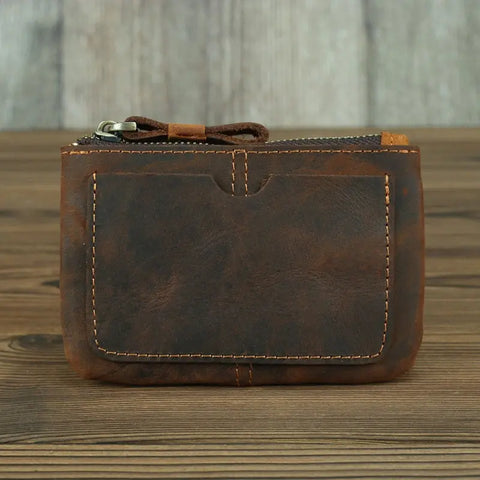 The Cael | Handmade Leather Coin Purse with Zipper