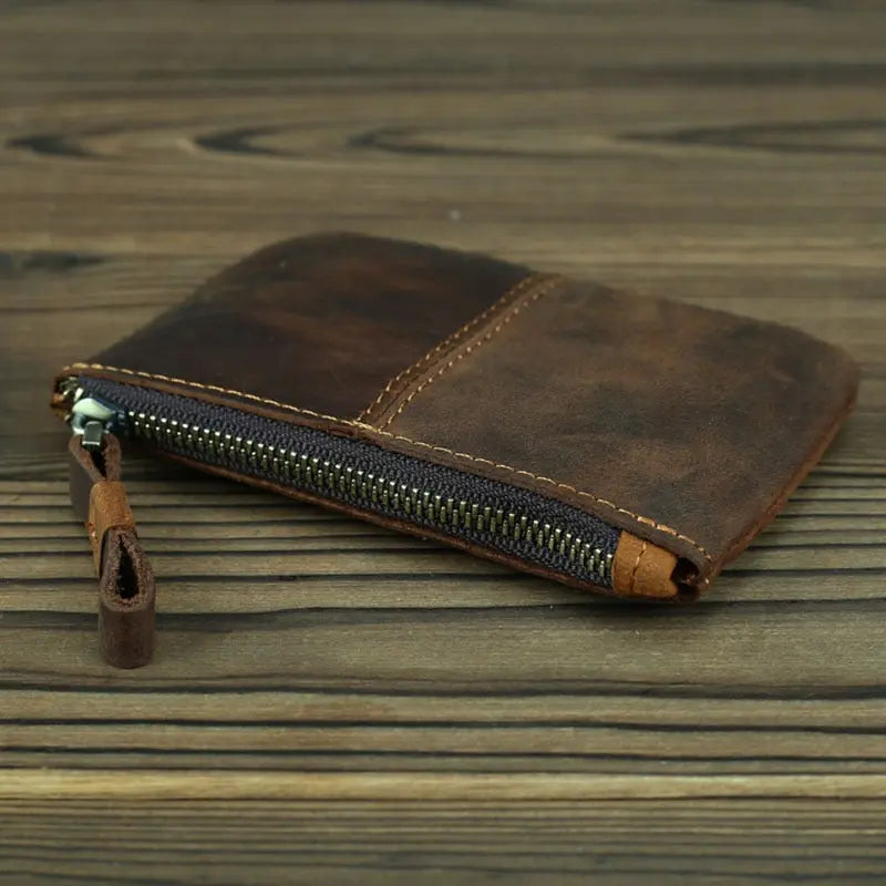 The Cael | Handmade Leather Coin Purse with Zipper Jade Gaia