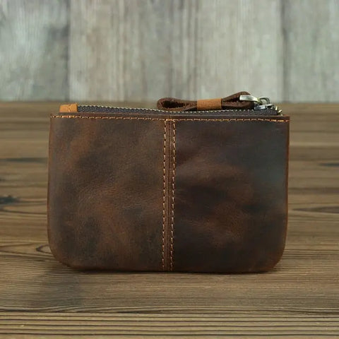 The Cael | Handmade Leather Coin Purse with Zipper Jade Gaia