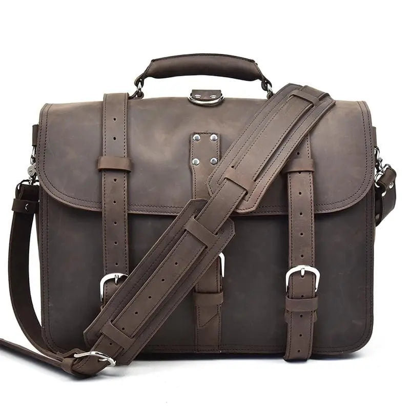 The Gustav Messenger Bag | Large Capacity Vintage Leather Messenger Jade Gaia