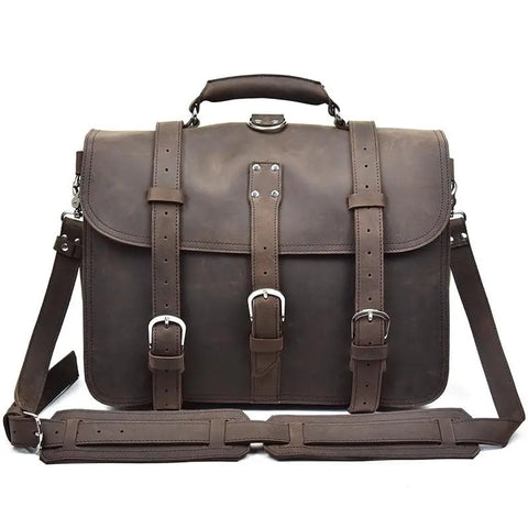 The Gustav Messenger Bag | Large Capacity Vintage Leather Messenger Jade Gaia