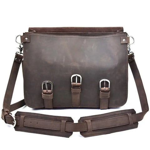 The Gustav Messenger Bag | Large Capacity Vintage Leather Messenger Jade Gaia