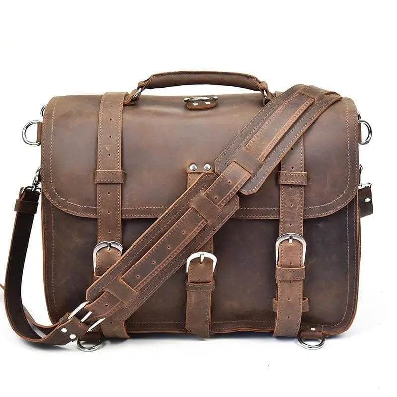 The Gustav Messenger Bag | Large Capacity Vintage Leather Messenger Jade Gaia