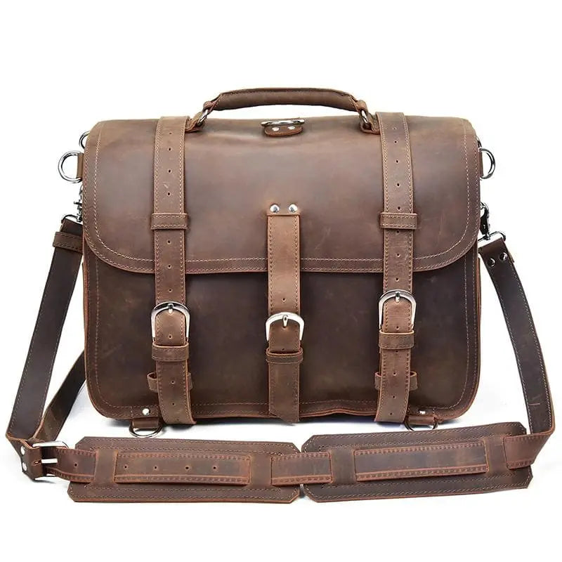 The Gustav Messenger Bag | Large Capacity Vintage Leather Messenger Jade Gaia