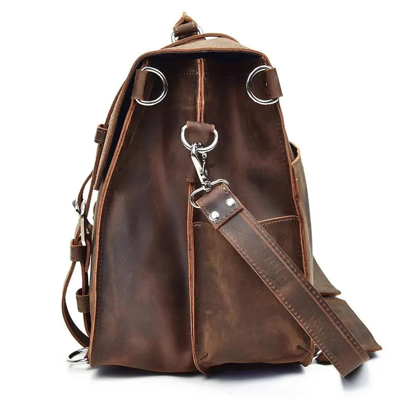 The Gustav Messenger Bag | Large Capacity Vintage Leather Messenger Jade Gaia