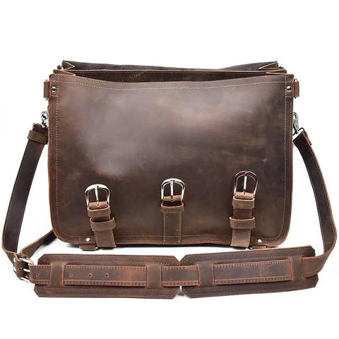 The Gustav Messenger Bag | Large Capacity Vintage Leather Messenger Jade Gaia