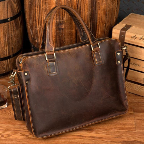 The Viggo Briefcase | Genuine Leather Messenger Bag Jade Gaia