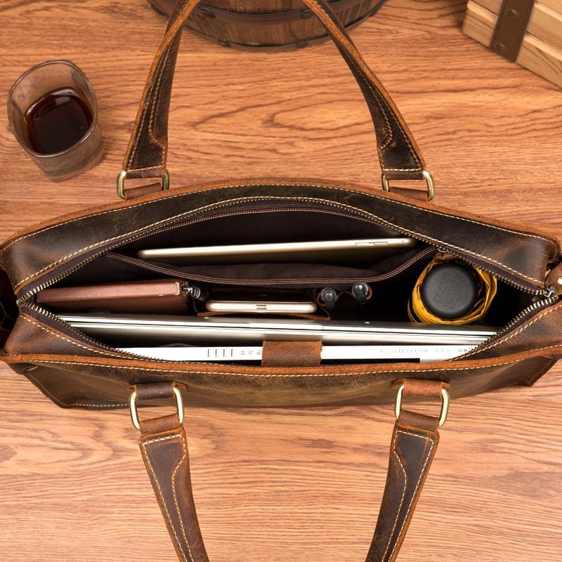 The Viggo Briefcase | Genuine Leather Messenger Bag Jade Gaia