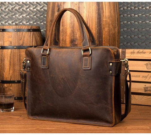 The Viggo Briefcase | Genuine Leather Messenger Bag Jade Gaia