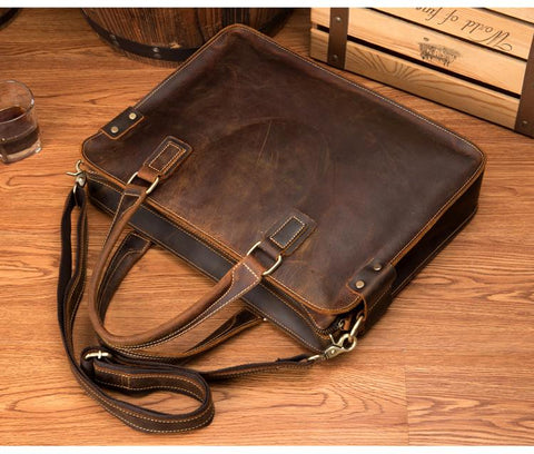 The Viggo Briefcase | Genuine Leather Messenger Bag Jade Gaia