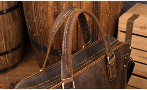 The Viggo Briefcase | Genuine Leather Messenger Bag Jade Gaia