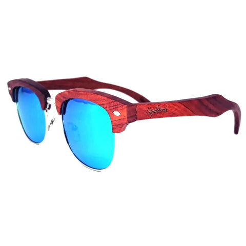 Brazilian Pear Wood Sunglasses, Ice Blue Polarized Lenses Purple Ariadne