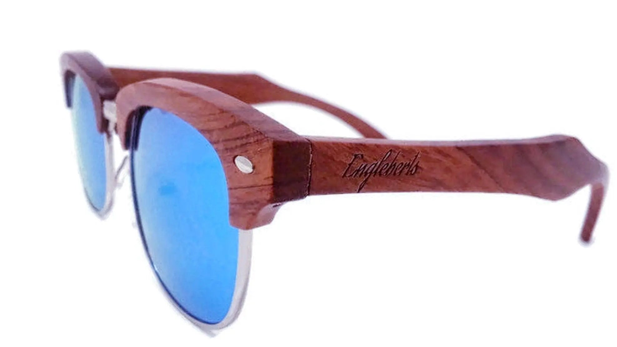 Brazilian Pear Wood Sunglasses, Ice Blue Polarized Lenses Purple Ariadne