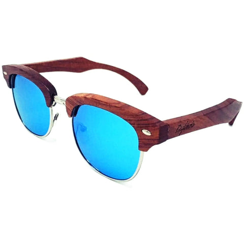 Brazilian Pear Wood Sunglasses, Ice Blue Polarized Lenses Purple Ariadne