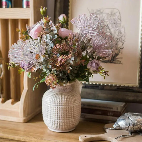 White Textured Porcelain Ceramic Jar Vase