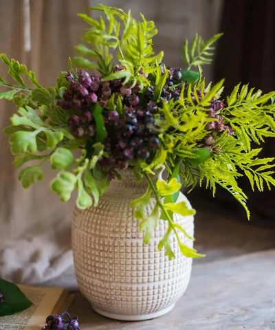 White Textured Porcelain Ceramic Jar Vase